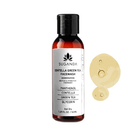Suganda Centella Green Tea Face Wash bottle with a dropper on a white background